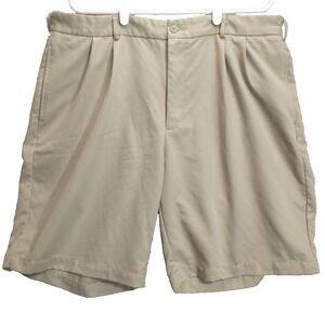 Tommy Armour Mens Tan Khaki Pleated Golf Shorts Size 40 Polyester Performance